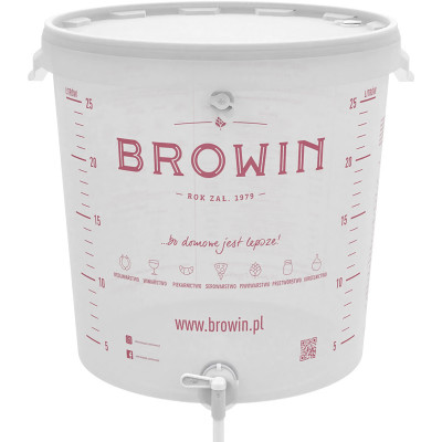 Ємність для бродіння (ферментер) BROWIN з кришкою і краном 30 л