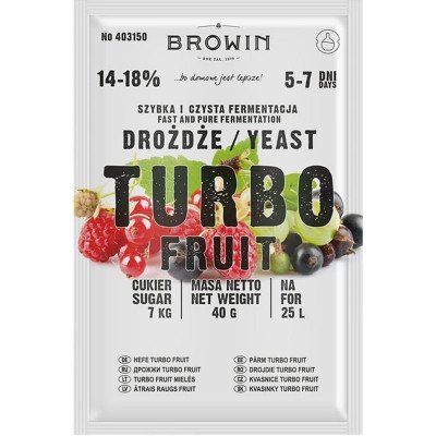 Винні дріжджі Browin Turbo Fruit 5-7 днів на 25л соку, 40г